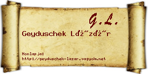Geyduschek Lázár névjegykártya